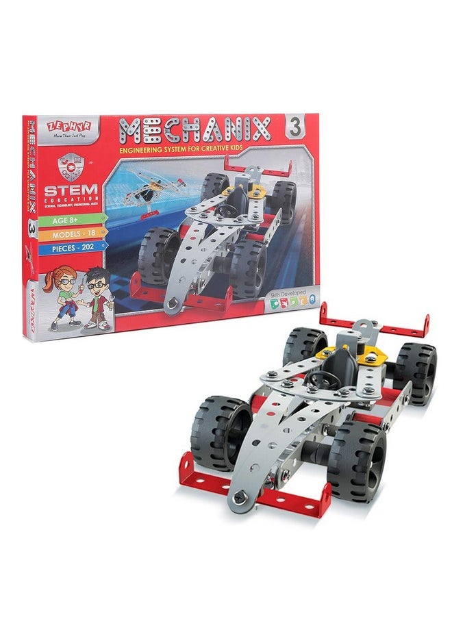 Mechanix - Metal Mechanix-3 DIY STEM Toy, Building and Construction Set for Boys and Girls Age 7+ Years - Image 1