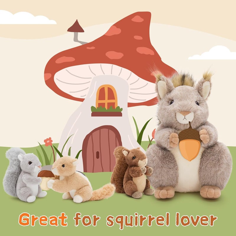 MorisMos Squirrel Cuddly Toy XXL with 3 Babies in Belly, Cute Squirrel Plush Toy, Squirrel Birthday Christmas Gift Children - Image 5