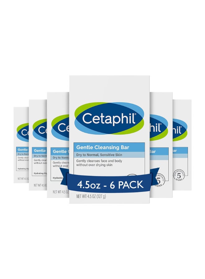Cetaphil (Pack Of 6) Gentle Cleansing Bar, Each (4.5 Oz) 6x127grams - Image 1