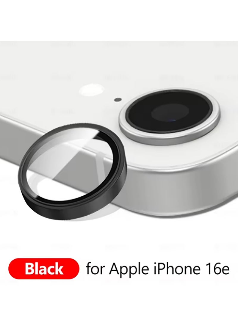 Generic Compatible for iPhone 16e/SE4 Camera Lens Protector, One-Step Installation Tray Individual Metal Ring Tempered Glass Cover CD Pattern Case Friendly - Black  - Image 1