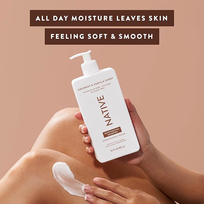native لوشن الجسم الطبيعي للرجال والنساء خالي من الأصباغ سيليكون معطر بجوز الهند والفانيليا لوشن اليدين مرطب للجسم للبشرة الجافة مستخلص طبيعياً بزبدة الشيا والجلسرين 487 مل - Image 4