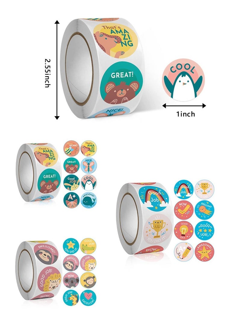 Teacher Reward Motivational Stickers, 3000 PCS Cartoon Animals Stickers Fun Stickers Reward Stickers for Teacher Encourage Student Round Reward Sticker for Kid (1 Inch, 6 Rolls, 500 Labels/Roll) - Image 5