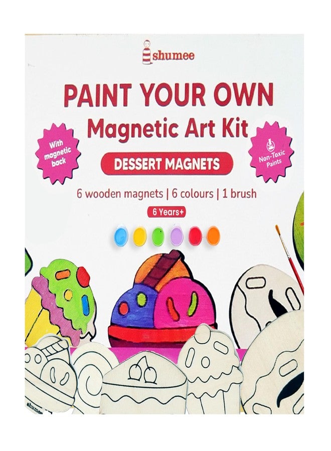 Shumee Wooden Dessert Themed Magnetic Art Kit | 6 Wooden Magnets, 6 Colours & 1 Brush | (3 Years+) | Kids Arts and Crafts Toy Montessori Paint Set | DIY Magnet Painting Craft Kit | Gifts for Kids - Image 1
