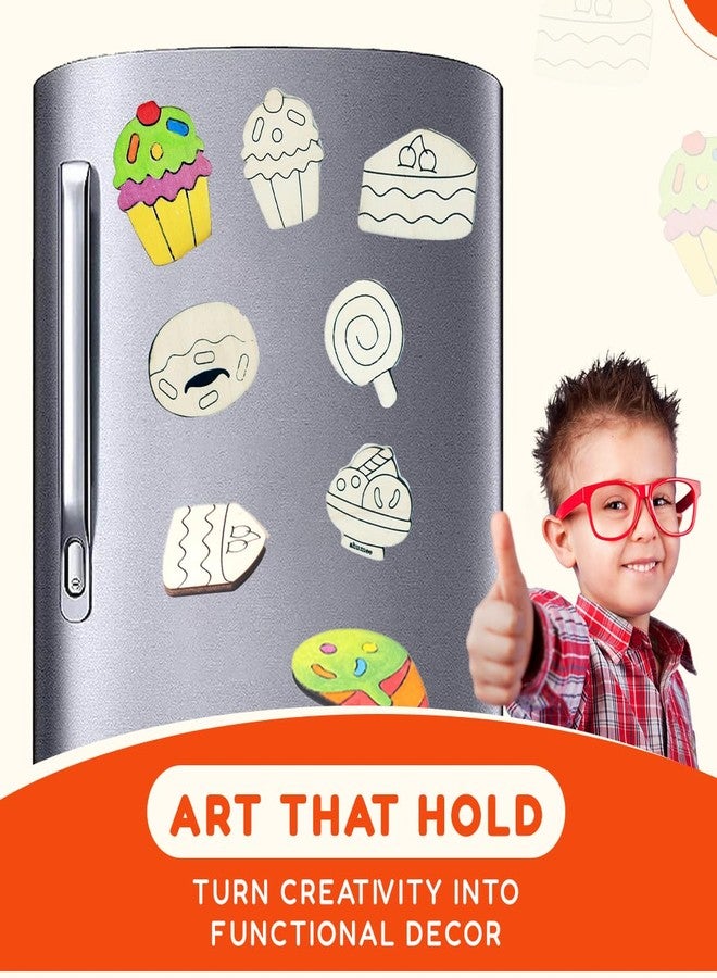 Shumee Wooden Dessert Themed Magnetic Art Kit | 6 Wooden Magnets, 6 Colours & 1 Brush | (3 Years+) | Kids Arts and Crafts Toy Montessori Paint Set | DIY Magnet Painting Craft Kit | Gifts for Kids - Image 2