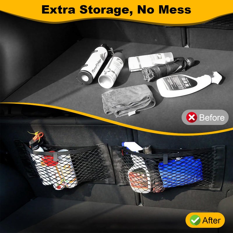 PIFOOG 4Pcs Universal Car Storage Net Pockets Stretchable Automotive Mesh Pouch Nets Bag Organizer Stickers Netting for Auto SUV Trunk Back Seat RV Camper - Image 3