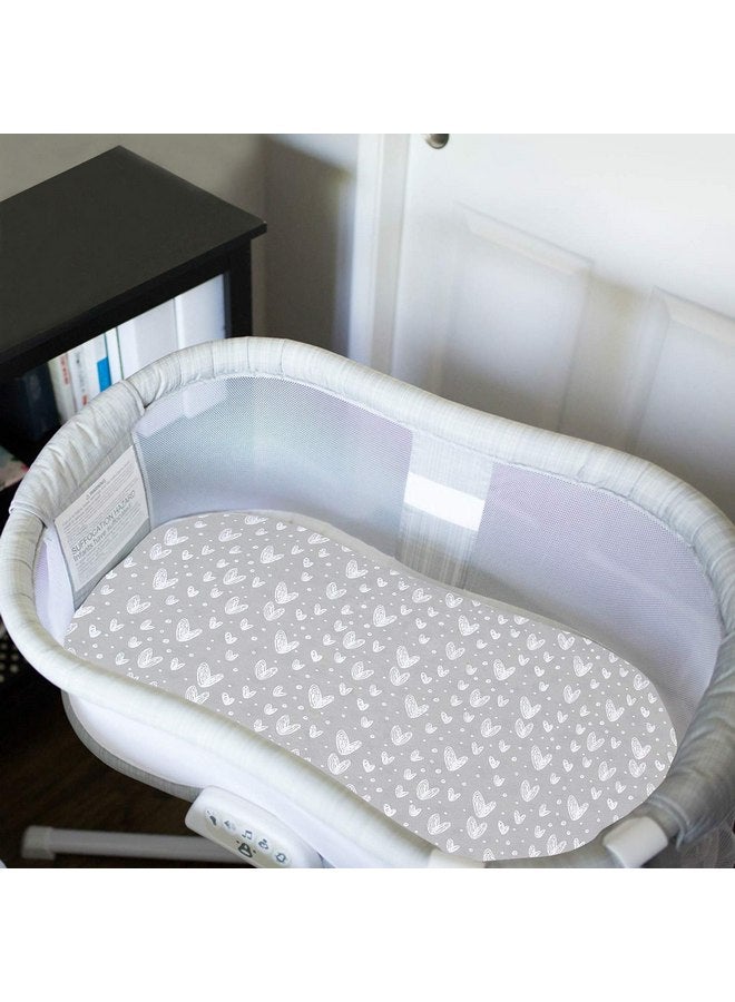 Biloban Bassinet Sheets Compatible with Halo Bassinest Swivel, Flex, Glide, Premiere & Luxe Series Sleeper, 2 Pack, 100% Jersey Knit Cotton Sheets, Breathable and Heavenly Soft, Grey and White Print for Baby - Image 2