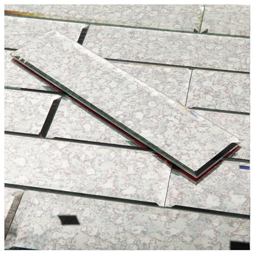 Lovdeco Peel and Stick Beveled Silver Mirror Tile Subway Mirror Glass Backsplash 3x12 Inch for Kitchen Bathroom Wall (20 Pcs, 5 SQ.FT.) - Image 1