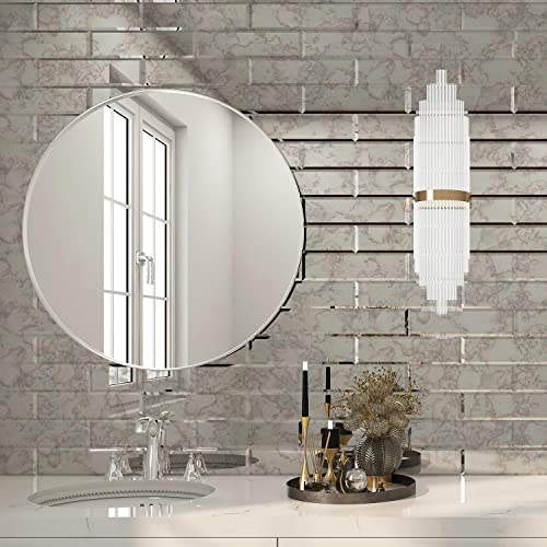 Lovdeco Peel and Stick Beveled Silver Mirror Tile Subway Mirror Glass Backsplash 3x12 Inch for Kitchen Bathroom Wall (20 Pcs, 5 SQ.FT.) - Image 5