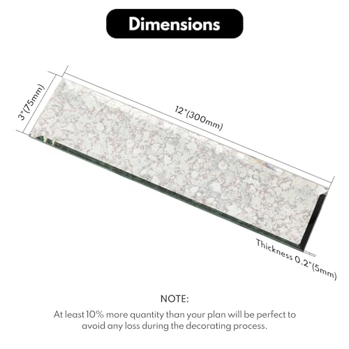 Lovdeco Peel and Stick Beveled Silver Mirror Tile Subway Mirror Glass Backsplash 3x12 Inch for Kitchen Bathroom Wall (20 Pcs, 5 SQ.FT.) - Image 2