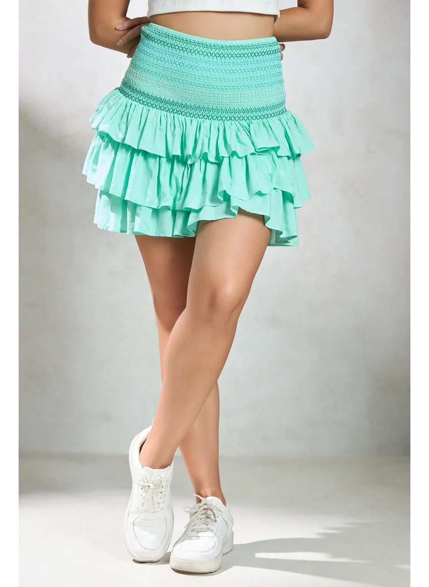 فيرجيو Virgio Women Viscose Mini Length Solid Skirt