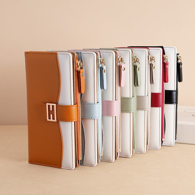 Multifunctional Solid Color PU Leather Wallet, RFID Blocking Design Portable Daily Storage Purse for Cards Cash Coin Business Use - Image 3