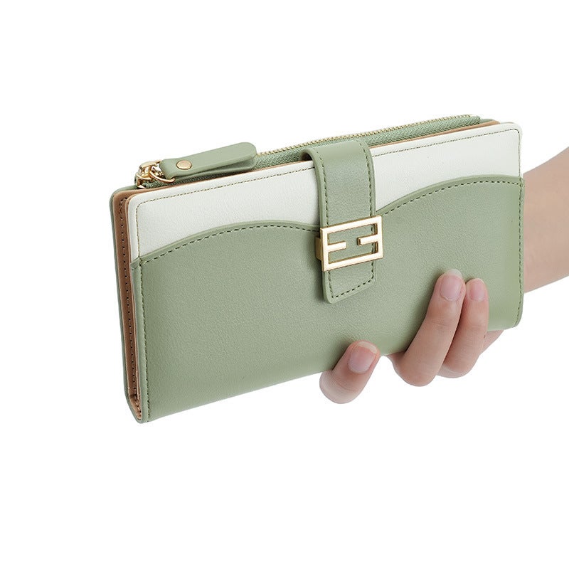 Multifunctional Solid Color PU Leather Wallet, RFID Blocking Design Portable Daily Storage Purse for Cards Cash Coin Business Use - Image 1