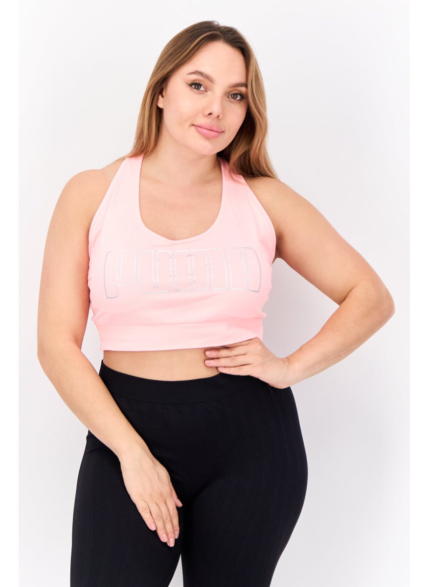 PUMA Women Plus Size Brand Logo Padded Sports Bra, Coral  - Image 1
