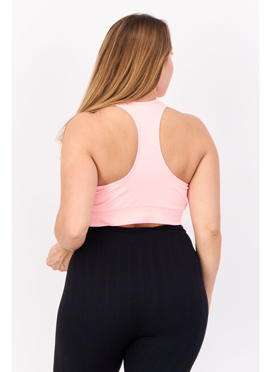 PUMA Women Plus Size Brand Logo Padded Sports Bra, Coral  - Image 4