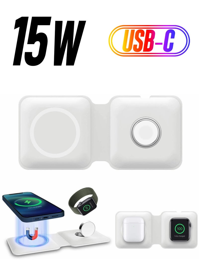 Barakah Wireless Charging Pad, Portable 2 in 1 Foldable Charging Dock Power Station for Watch and Phone - Image 1