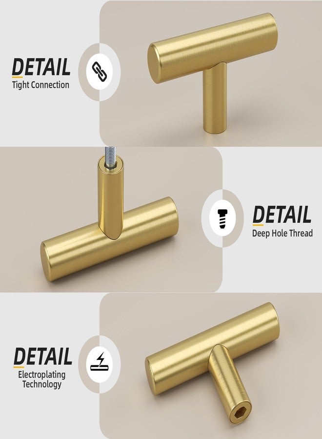 goldenwarm مجموعة من 10 مقابض ذهبية للخزائن من جولدن وورم، مصنوعة من النحاس المصقول، مقابض أدراج ذهبية، أدوات خزانة ملابس - LS201GD، مقابض بفتحة واحدة لأبواب خزائن المطبخ، أدوات خزانة الملابس، طول إجمالي 2 بوصة - Image 3
