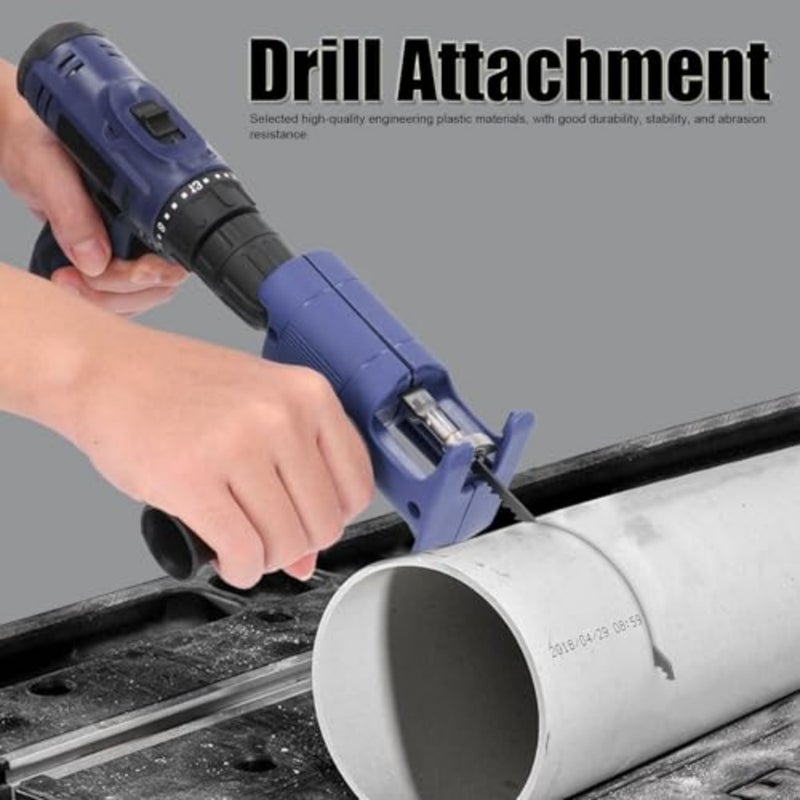 Reciprocating Saw Attachment for Electric Drill, Reciprocating Saw Adapter, to Cut Wood Plastic and Thin Metal, Jigsaw Cordless Drills Attachment with 3 Saw Blades - Image 2