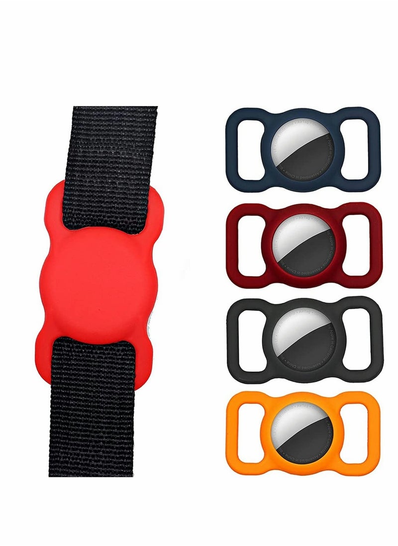 Generic - Silicone Pet Collar Cases for Apple Airtag, 2 Pack GPS Tracker Holders for Dogs & Cats, Glow Loop Anti-Lost Device (Red & Orange) - Image 1