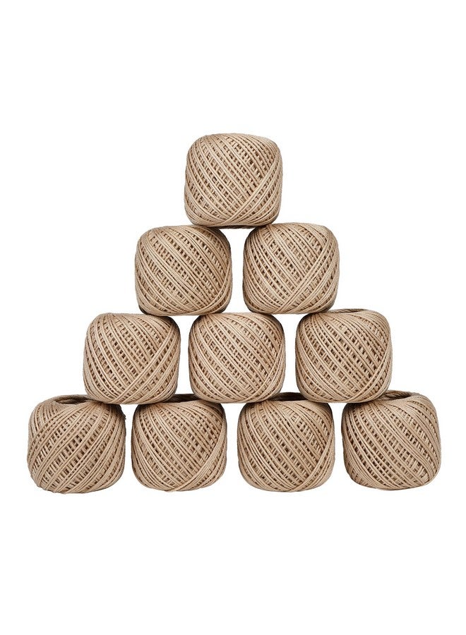 CORIOX CORIOX Crochet Thread Set Of 10 Ball Crochet Cotton Thread Yarn For Knitting And Craft Making. Size 20 Gram 55 To 60 Mtr Approx (Beige), 230 Gram - Image 1