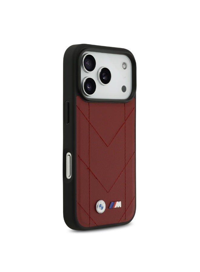 BMW iPhone 17 Pro Max MagSafe Case / PU Quilted Leather Cover With Metal Logo - Image 4