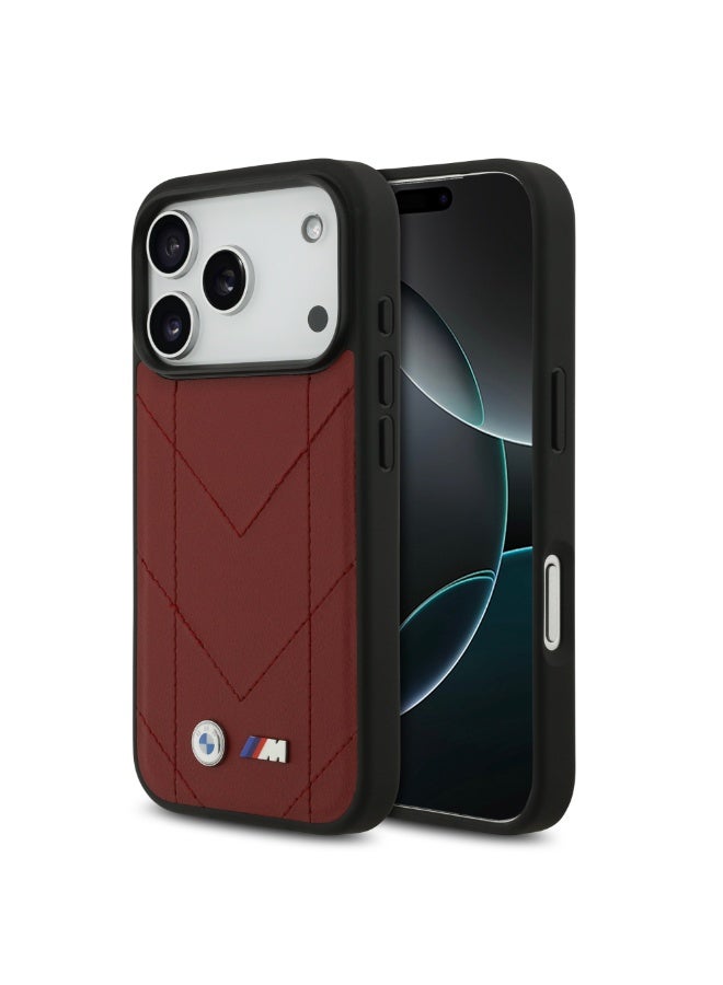 BMW iPhone 17 Pro Max MagSafe Case / PU Quilted Leather Cover With Metal Logo - Image 2