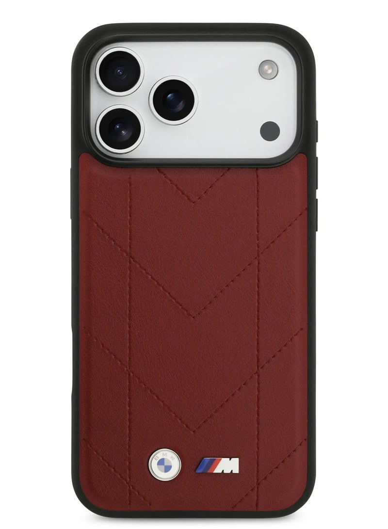 BMW iPhone 17 Pro Max MagSafe Case / PU Quilted Leather Cover With Metal Logo - Image 1