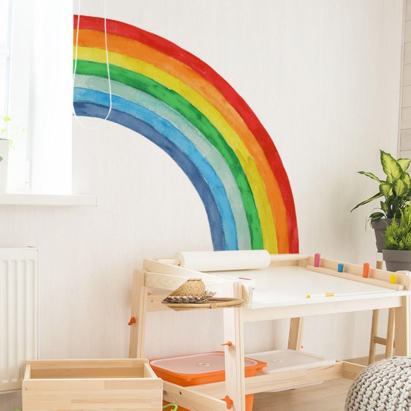 Eutecado Rainbow Wall Sticker Watercolor Rainbow Wall Decals for Girls Room Nursery Large Rainbow Removable Wall Art Murals Peel and Stick Wall Decoration for Bedroom Living Room Kids Room