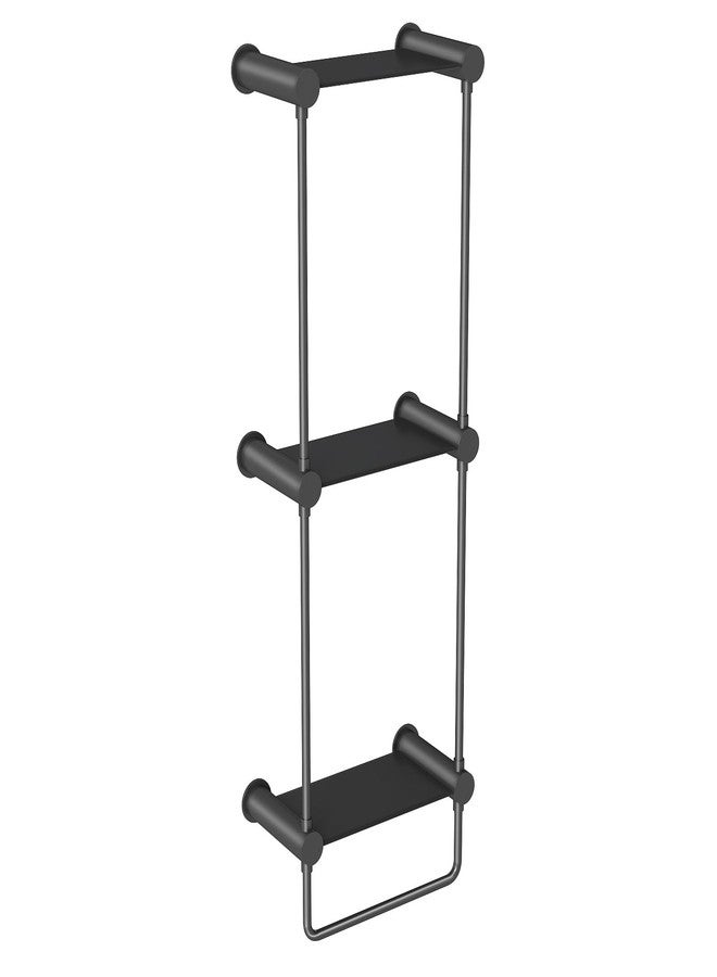 YUMORE Matte Black Towel Storage for Bathroom, 3 Tier Towel Rack with Shelf and Towel Bar, Wall Mounted Towel Racks for Bathroom Towel Storage and Organizer - Image 1