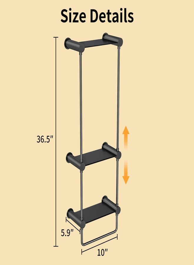 YUMORE Matte Black Towel Storage for Bathroom, 3 Tier Towel Rack with Shelf and Towel Bar, Wall Mounted Towel Racks for Bathroom Towel Storage and Organizer - Image 5