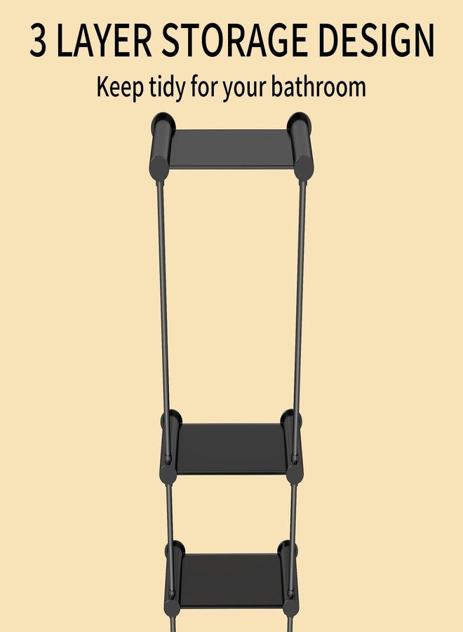 YUMORE Matte Black Towel Storage for Bathroom, 3 Tier Towel Rack with Shelf and Towel Bar, Wall Mounted Towel Racks for Bathroom Towel Storage and Organizer - Image 4
