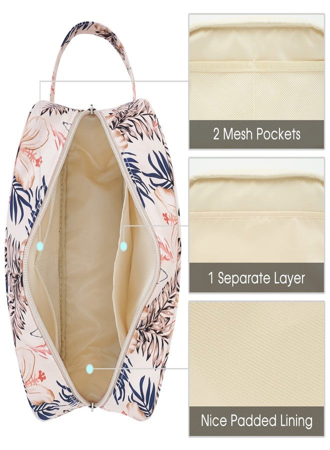 Narwey Travel Toiletry Bag for Women Traveling Dopp Kit Travel Bag for Toiletries Cosmetic Bag Makeup Bag Medicine Bag for Traveling (Beige Flamingo) - Image 4