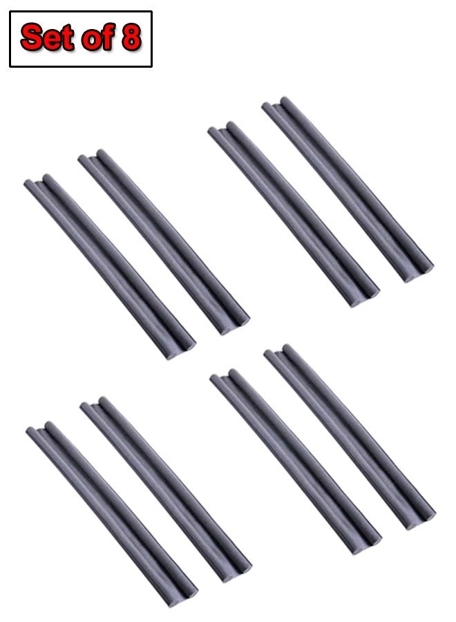 فاشون هوم مجموعة من 8 أشرطة مانعة للضوضاء أسفل الباب مصنوعة من القطن الرغوي، لون رمادي، لمنع تسرب الهواء أسفل الباب - Image 1