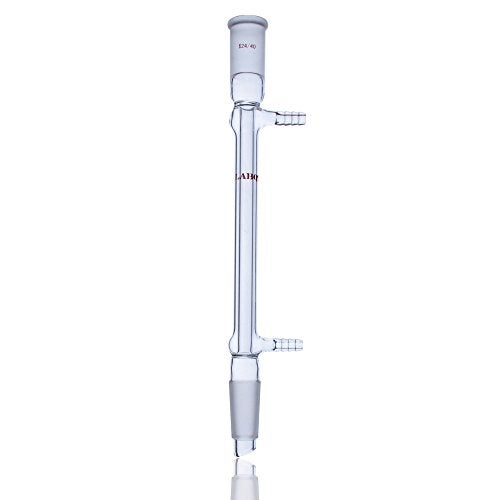 Laboy Glass West Condenser Liebig Reflux Column with 24/40 Joints 190mm in Jacket Length Organic Chemistry Lab Glassware with 10mm Glass Hose Connections - Image 1