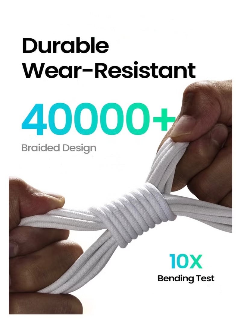 240W USB-C Charge Cable 6.6FT Braided USB C to USB C Super Fast Charging Cable With [E-Marker Chip] For iPhone 15 Series/MacBook Pro/Air, iPad Pro/Air/Mini/Galaxy S24/S23/Pixel/Mi And More (2 Miter)  - Image 5