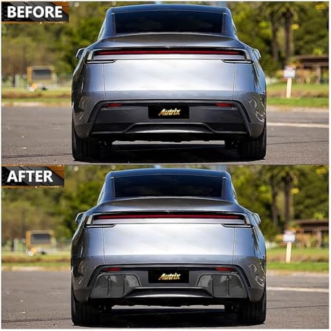 Autrix Rear Bumper Diffuser for 2025-2026 Tesla Model Y Juniper, Model Y Rear Diffuser Lip Performance Style Shark Fin Splitter Kit Carbon Fiber Painted - Image 2