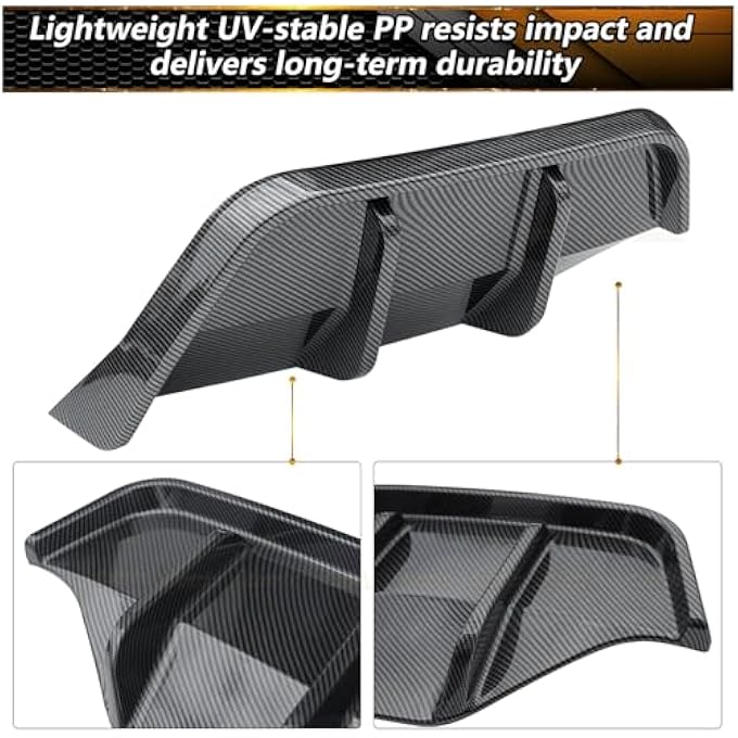Autrix Rear Bumper Diffuser for 2025-2026 Tesla Model Y Juniper, Model Y Rear Diffuser Lip Performance Style Shark Fin Splitter Kit Carbon Fiber Painted - Image 3