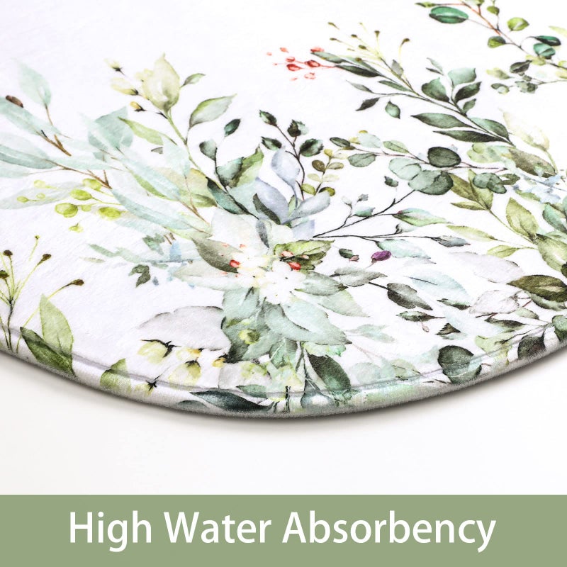 MitoVilla 4 Pcs Sage Green Eucalyptus Bath Sets with Shower Curtain, Plant Leaves Rugs for Bathroom Decor - Image 5