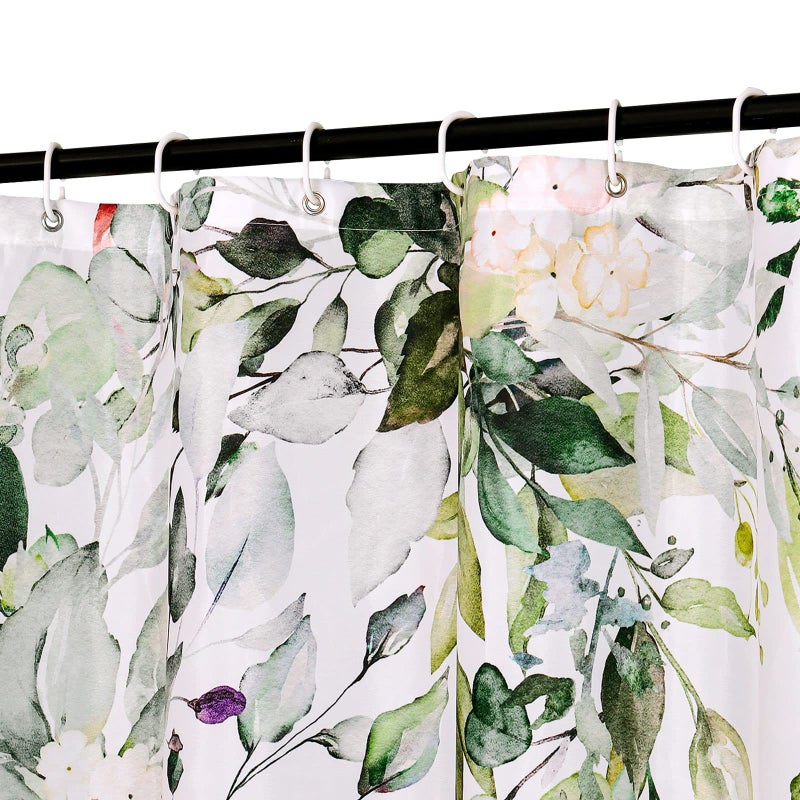 MitoVilla 4 Pcs Sage Green Eucalyptus Bath Sets with Shower Curtain, Plant Leaves Rugs for Bathroom Decor - Image 3