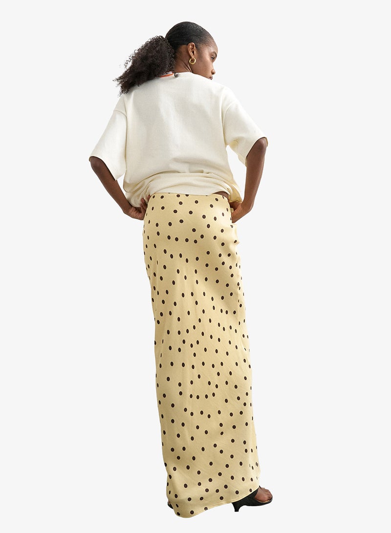 TOPSHOP Malene Polka Dot Satin Midi Skirt - Image 2