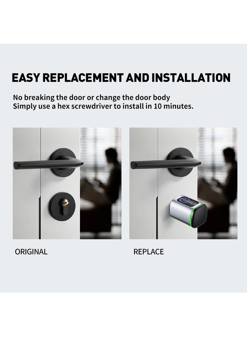 S1 Tuya BLE Smart Electronic Door Lock with DIY Cylinder Core Fingerprint APP Keys IC Card Unlock for Home Hotel (Black) - Image 4