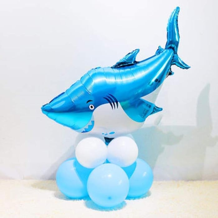 Atpata Funky Jumbo Scary Blue Shark Foil Balloon (Big Shark) for Aquatic theme Shark theme party decoration - Image 4