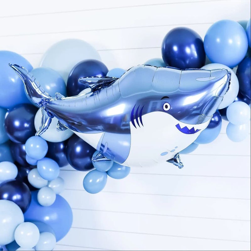 Atpata Funky Jumbo Scary Blue Shark Foil Balloon (Big Shark) for Aquatic theme Shark theme party decoration - Image 3