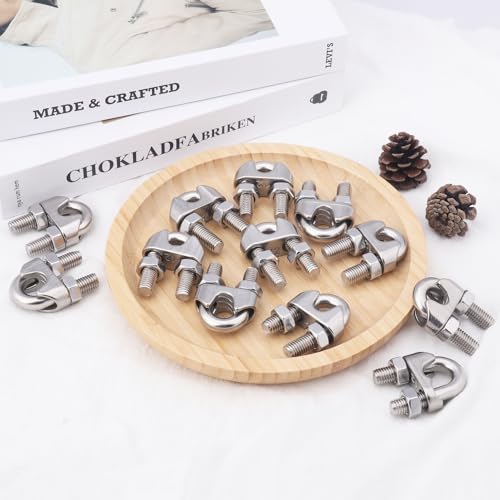 GENHAKON 12 PCS 1/2 Wire Rope Cable Clip Clamp, M12 304 Stainless Steel Cable Clamp for Temporary Guardrail Systems, Machinery, Equipment, Construction, and More. by GENHAKON - Image 4
