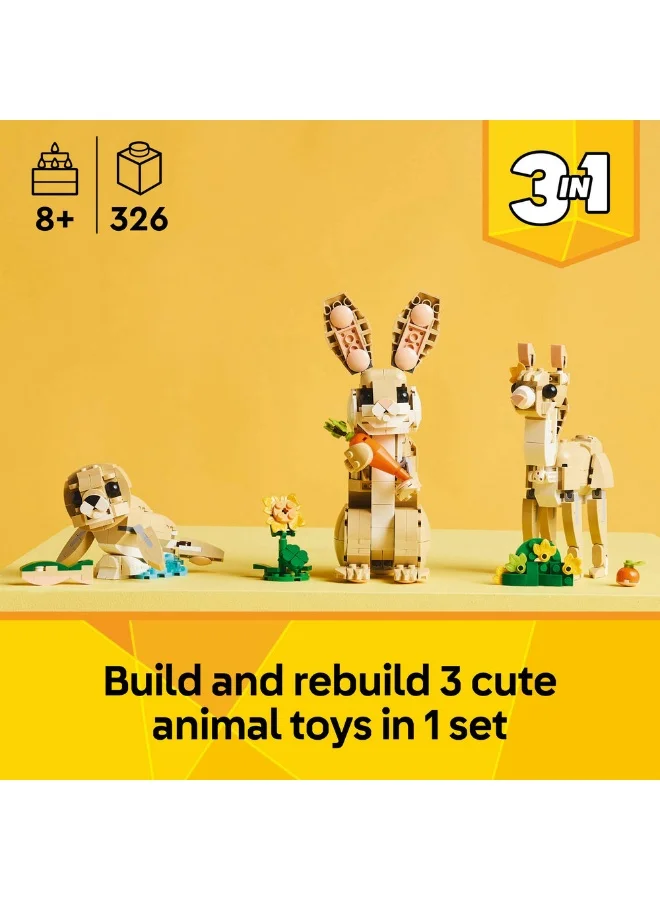 LEGO Creator 3in1 Cute Bunny Toy Animal Playset 31162 (326) Pieces