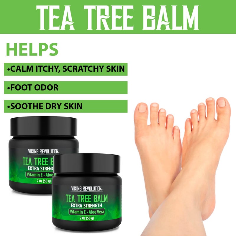 Viking Revolution tea Tree Oil Cream - Super Balm Athletes Foot Cream - for Eczema, Jock Itch, Ringworm, Nail Treatment - Soothing Skin Moisturizer for Itchy, Scaly, Cracked Skin, 2 Ounce (Pack of 2) - Image 2