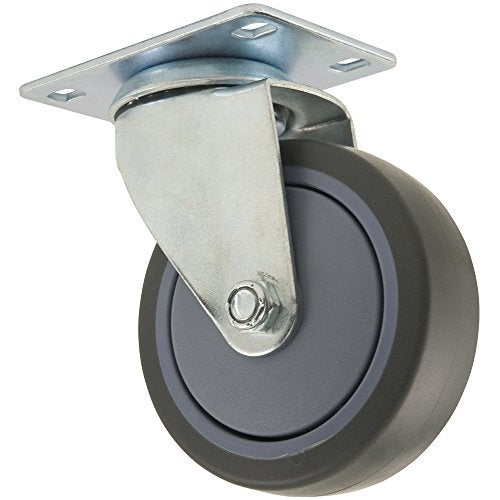 SoftTouch TPR Rubber Caster Wheel with Swiveling Top Plate - 4-Inch - 250 lb. Load Capacity - Non-Marking for Use in Hospitals, Food Service, & Other Institutional Applications - Image 1