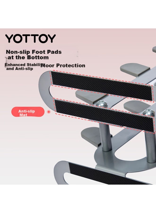 Yottoy Dumbbell Rack Small Stand Home Dumbbell Gym Rubber-coated Steel Universal Multifunctional Storage Rack Gray 3-tier - Image 4