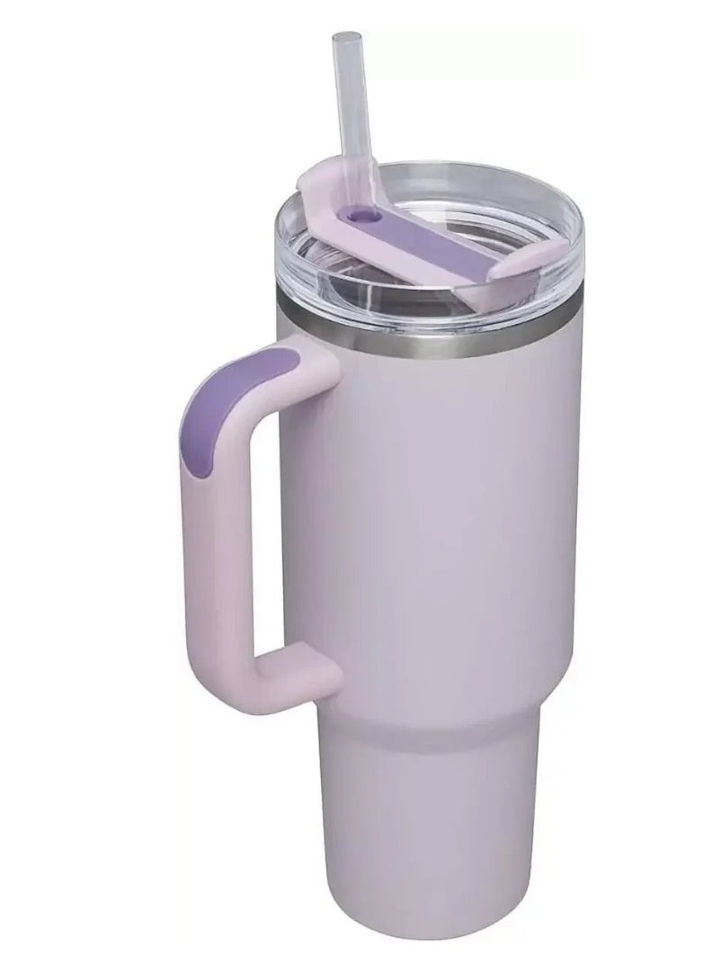 Stanley 40oz H2.0 Quencher Tumbler – Orchid Matte Finish, Stainless Steel, Leak-Resistant Travel Mug with Handle & Reusable Straw, Double Wall Vacuum Insulated, Keeps Drinks Ice-Cold for 12 Hours, Hot for 7 Hours, Durable, Sweat-Proof, Eco-Friendly Drinkware  - Image 2