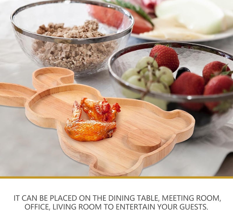 Amosfun Wooden Bunny Serving Tray Easter Day Party Supply Wooden Rabbit Plate for Snacks Fruits Treats Novelty Holiday Party Plates - Image 5