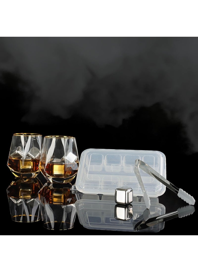 G Francis G Francis Beverage Chiller Stones - 8pc Reusable Freezer Whisky Stainless Steel Ice Cube Set with Tongs and Container  - Image 5